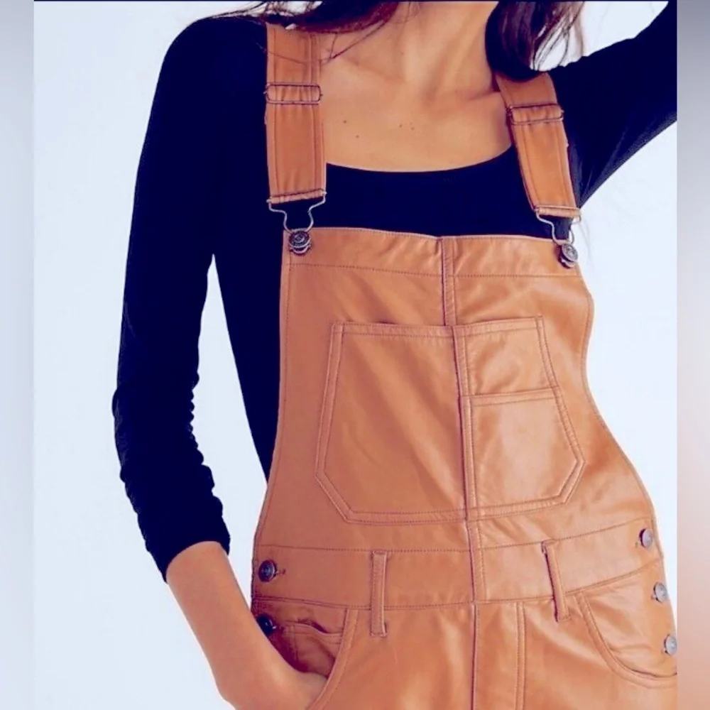 FP We The Free Ziggy Vegan Leather Overall in Brown - Picture 2 of 4